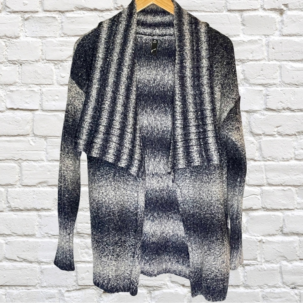 Black & Grey Open Front Cardigan